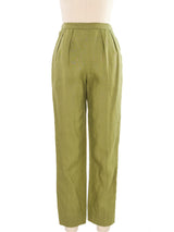 1980s Gucci Green Linen Trousers Bottom arcadeshops.com