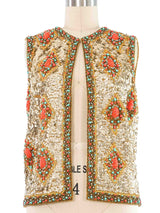 1960s Coral Bead Accented Sequin Vest Jacket arcadeshops.com