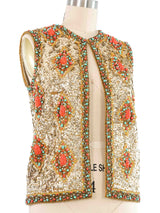 1960s Coral Bead Accented Sequin Vest Jacket arcadeshops.com