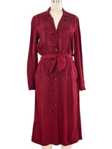 1970s Albert Nipon Silk Burgundy Shirt Dress Top arcadeshops.com