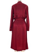 1970s Albert Nipon Silk Burgundy Shirt Dress Top arcadeshops.com