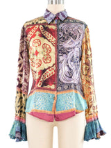 2004 Roberto Cavalli Baroque Silk Blouse