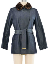 Louis Vuitton Damier Fur Trimmed Jacket