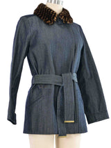 Louis Vuitton Damier Fur Trimmed Jacket