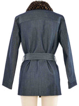 Louis Vuitton Damier Fur Trimmed Jacket