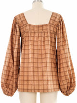 Yves Saint Laurent Windowpane Cotton Blouse