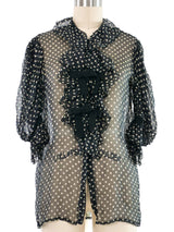 Yves Saint Laurent Polka Dot Chiffon Blouse Top arcadeshops.com