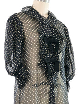 Yves Saint Laurent Polka Dot Chiffon Blouse Top arcadeshops.com