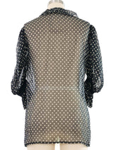 Yves Saint Laurent Polka Dot Chiffon Blouse Top arcadeshops.com