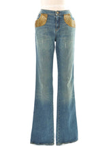 Roberto Cavalli Bead Accented Denim Bottom arcadeshops.com