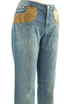 Roberto Cavalli Bead Accented Denim Bottom arcadeshops.com