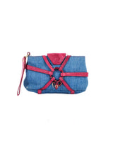 Roberto Cavalli Snake Accent Denim Wristlet Accessory arcadeshops.com