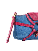 Roberto Cavalli Snake Accent Denim Wristlet Accessory arcadeshops.com