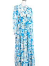 Jean Varon Blue Floral Empire Waist Dress Dress arcadeshops.com