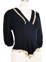 Radley Lace Trim Black Peplum Blouse Dress arcadeshops.com