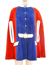 Red White and Blue Suede Poncho Jacket arcadeshops.com