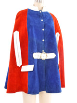 Red White and Blue Suede Poncho Jacket arcadeshops.com