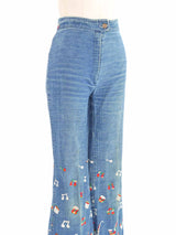 Mariachi Embroidered Denim Flares Bottom arcadeshops.com