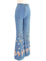 Mariachi Embroidered Denim Flares Bottom arcadeshops.com