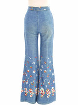 Mariachi Embroidered Denim Flares Bottom arcadeshops.com