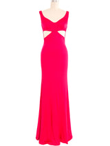 Roberto Cavalli Hot Pink Cutout Midriff Gown Dress arcadeshops.com
