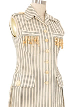 Romeo Gigli Beaded Fringe Striped Vest Top arcadeshops.com