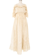 Zandra Rhodes Hand Painted Ivory Silk Dress Dress arcadeshops.com