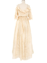 Zandra Rhodes Hand Painted Ivory Silk Dress Dress arcadeshops.com