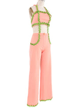 Sequin Accented Peach Halter Ensemble Suit arcadeshops.com