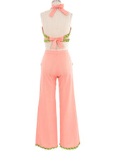 Sequin Accented Peach Halter Ensemble Suit arcadeshops.com