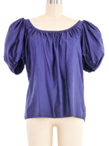Yves Saint Laurent Sateen Puff Sleeve Blouse Top arcadeshops.com