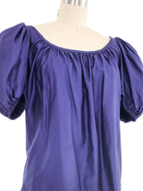 Yves Saint Laurent Sateen Puff Sleeve Blouse Top arcadeshops.com