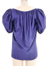 Yves Saint Laurent Sateen Puff Sleeve Blouse Top arcadeshops.com