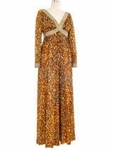 1970s Lillie Rubin Leopard Print Palazzo Jumpsuit Dress arcadeshops.com