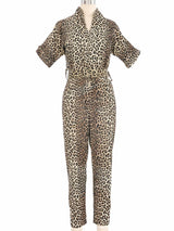 1970s Roberta Lynn Leopard Print Jumpsuit Dress arcadeshops.com