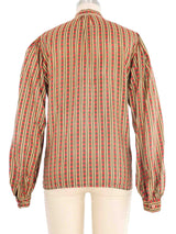 Yves Saint Laurent Geometric Printed Silk Blouse Top arcadeshops.com