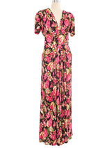 1940s Pink Tulip Print Maxi Dress Dress arcadeshops.com