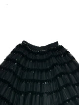 Embellished Black Tulle Ruffle Skirt Bottom arcadeshops.com