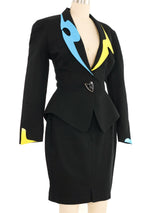 1980 Thierry Mugler Primary Color Trimmed Skirt Suit Suit arcadeshops.com