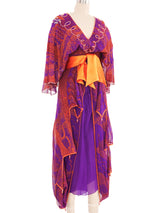 Zandra Rhodes Purple Silk Hand Painted Gown Dress arcadeshops.com