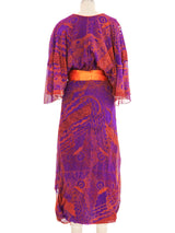 Zandra Rhodes Purple Silk Hand Painted Gown Dress arcadeshops.com