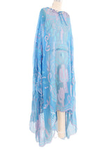 Zandra Rhodes Embellished Turquoise Chiffon Caftan Dress arcadeshops.com