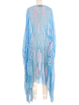 Zandra Rhodes Embellished Turquoise Chiffon Caftan Dress arcadeshops.com