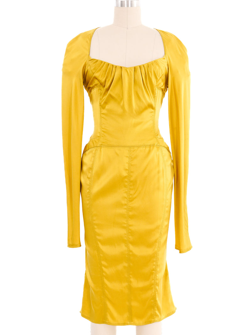 2003 Gucci Chartreuse Silk Dress