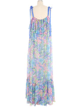1970s Christian Dior Floral Silk Chiffon Dress Dress arcadeshops.com