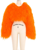 Orange Mongolian Fur Cropped Jacket