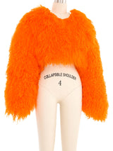 Orange Mongolian Fur Cropped Jacket