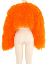 Orange Mongolian Fur Cropped Jacket