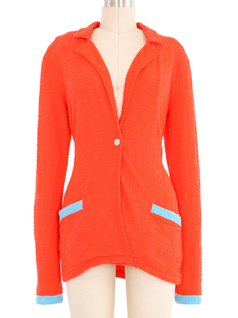 2002 Chanel Terry Cloth Logo Jacket
