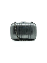 Gucci Gunmetal Snakeskin Box Clutch Accessory arcadeshops.com